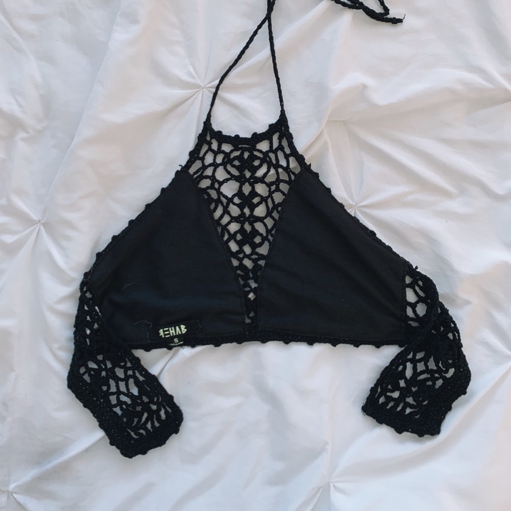 Black lace crop top